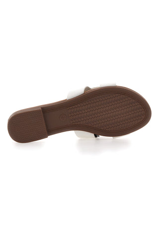 Mon Dieu PREA1310 Elegante weiße Damen-Slipper mit Golddetail