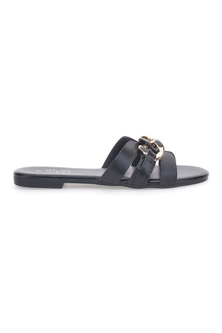 Ciabatte Flat Nere con Fibbia Oro MON DIEU PREA1320