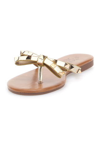 Ciabatte Infradito Platino con Fiocco e Borchie MON DIEU PREA842