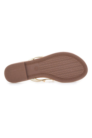 Platin Flip Flops mit Schleife und Nieten MON DIEU PREA842