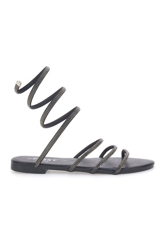 Sandali Alla Schiava Neri con Glitter THE FIRST CHIC PRE9300