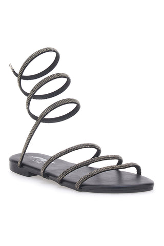 Sandali Alla Schiava Neri con Glitter THE FIRST CHIC PRE9300