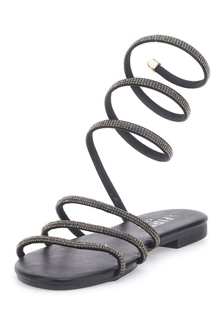 Sandali Alla Schiava Neri con Glitter THE FIRST CHIC PRE9300