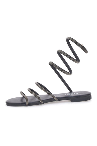 Sandali Alla Schiava Neri con Glitter THE FIRST CHIC PRE9300