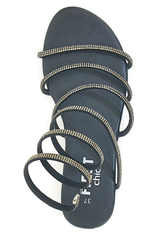 Sandali Alla Schiava Neri con Glitter THE FIRST CHIC PRE9300