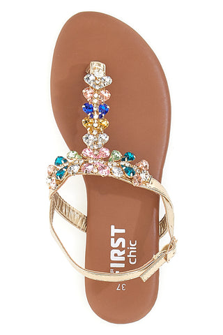 Sandali Oro con Strass The First Chic PRE3008