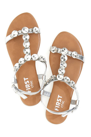 Sandali gioiello argento con maxi strass The First Chic PREA483