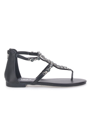 Sandali Gioiello Neri A Infradito con Zip Posteriore THE FIRST CHIC PREA482