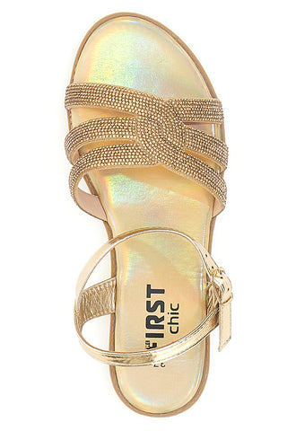 Sandali Flat Platino con Glitter THE FIRST CHIC PREA488