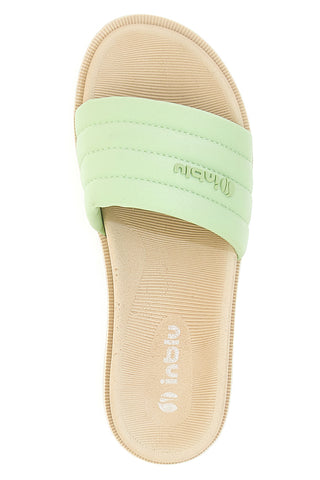 Grüne Hausschuhe mit gepolstertem Band und Dual Density Inblu 3SF