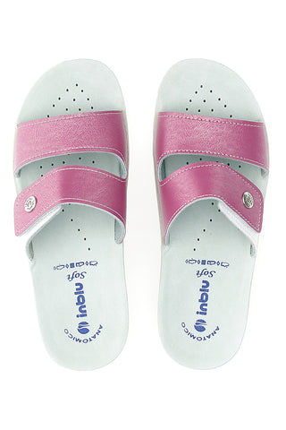 Rosa Hausschuhe mit doppelt verstellbarem Band und anatomischer Innensohle INBLU 63VR