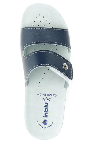 Blaue Hausschuhe mit doppelt verstellbarem Band und anatomischer Innensohle INBLU 63VR