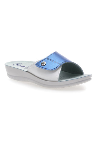 Ciabatte Con Fascia Regolabile in Velcro Jeans e Bianca INBLU 61 VR