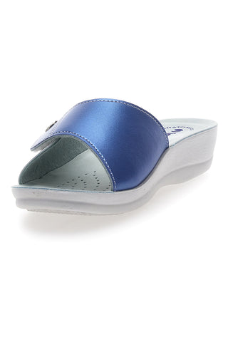 Ciabatte Con Fascia Regolabile in Velcro Jeans e Bianca INBLU 61 VR