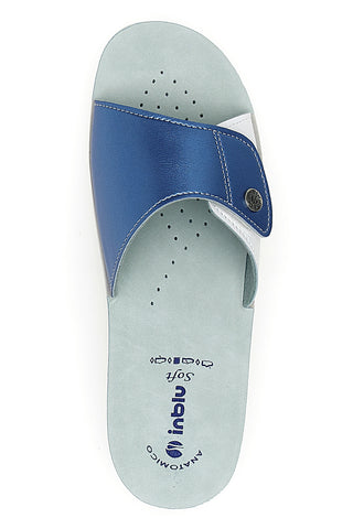 Ciabatte Con Fascia Regolabile in Velcro Jeans e Bianca INBLU 61 VR