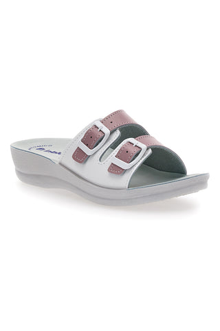 Fuchsia- und weiße Hausschuhe mit Ledersohle INBLU' 62 VR