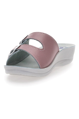 Fuchsia- und weiße Hausschuhe mit Ledersohle INBLU' 62 VR