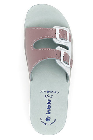 Fuchsia- und weiße Hausschuhe mit Ledersohle INBLU' 62 VR