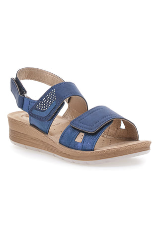 Sandali Blu con Fascia a Velcro e Sottopiede in Pelle INBLU 61 FC