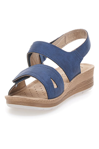 Sandali Blu con Fascia a Velcro e Sottopiede in Pelle INBLU 61 FC