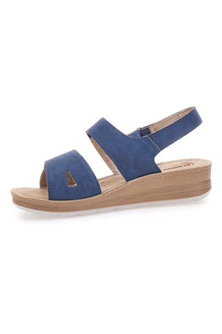 Sandali Blu con Fascia a Velcro e Sottopiede in Pelle INBLU 61 FC