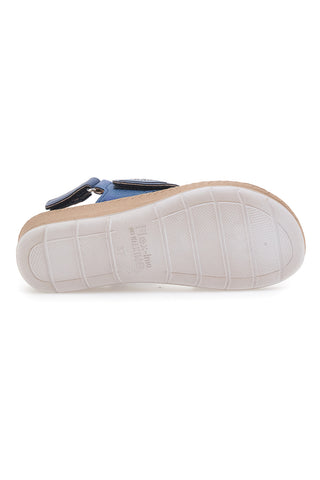 Sandali Blu con Fascia a Velcro e Sottopiede in Pelle INBLU 61 FC