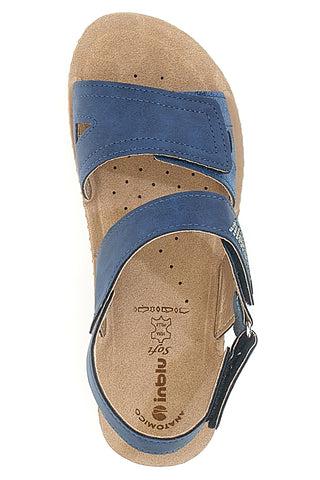 Sandali Blu con Fascia a Velcro e Sottopiede in Pelle INBLU 61 FC