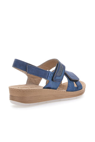 Sandali Blu con Fascia a Velcro e Sottopiede in Pelle INBLU 61 FC