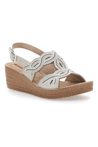 Inblu 14 GO verzierte weiße Keilsandalen