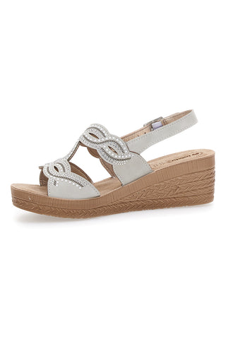 Inblu 14 GO verzierte weiße Keilsandalen