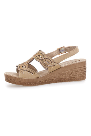 Beige Keilsandalen verziert Inblu 14 GO