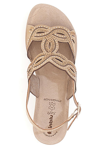 Beige Keilsandalen verziert Inblu 14 GO