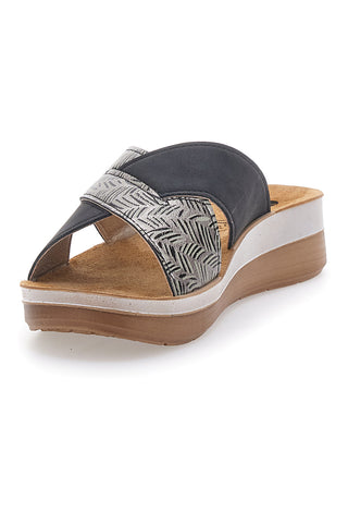 INBLU 18 FT Schwarze Hausschuhe mit gekreuztem Band