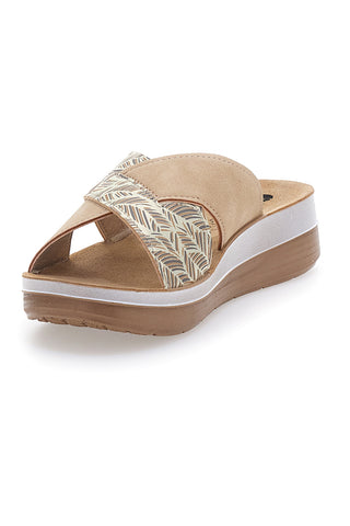 Ciabatte sabbia con fasce incrociate e plantare comfort Inblu 18FT