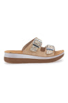 Ciabatte beige con fantasia e doppia fibbia INBLU 19 TF da donna | Pittarello
