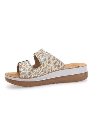Ciabatte beige con fantasia e doppia fibbia INBLU 19 TF da donna | Pittarello