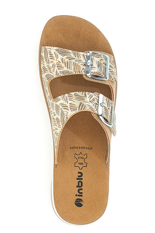 Ciabatte beige con fantasia e doppia fibbia INBLU 19 TF da donna | Pittarello