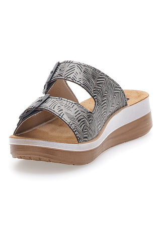 Schwarze Hausschuhe mit Muster und Doppelschnalle INBLU 190 TF