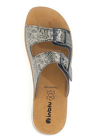 Schwarze Hausschuhe mit Muster und Doppelschnalle INBLU 190 TF