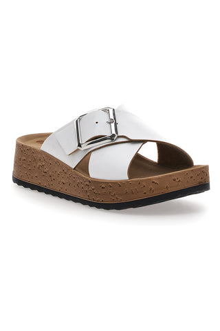 INBLU 42 PK Schwarze Plateau-Hausschuhe mit überkreuzten Riemen