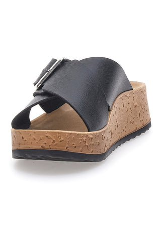 Schwarze Plateau-Slipper mit überkreuzten Riemen, INBLU, 42 PK