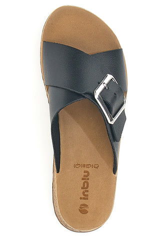 Schwarze Plateau-Slipper mit überkreuzten Riemen, INBLU, 42 PK