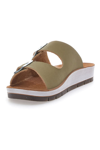 Ciabatte Verde con Doppia Fibbia e Punta Aperta INBLU 42 CP