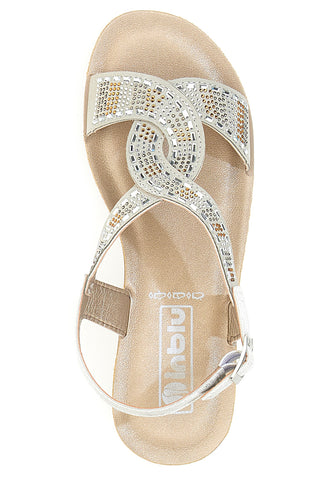 Weiße Sandalen mit bequemen Strasssteinen INBLU 43BV