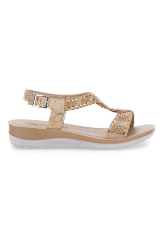 Sandali dorati con strass comfort INBLU 43BV