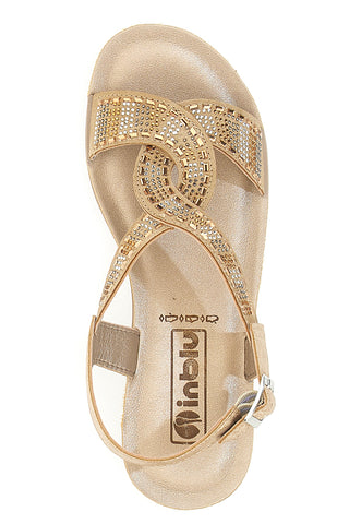 Sandali dorati con strass comfort INBLU 43BV