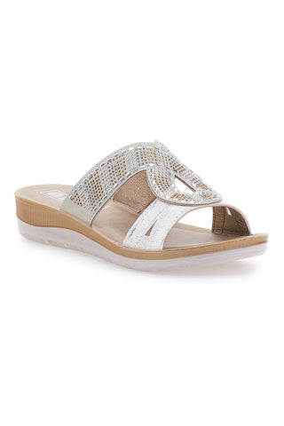 Weiße Hausschuhe mit Strasssteinen INBLU 42BV