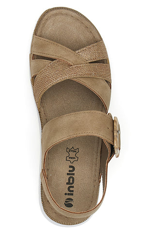 Beige Sandalen mit Komfort-Innensohle In Blau 47CN