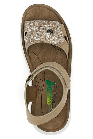 Sandali con Chiusura in Velcro Beige Eco Bio J533338