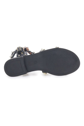 Schwarze Sandalen mit Nieten und Schal Me & Me 660